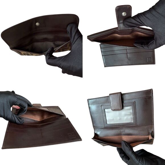 Authentic Fendi Zucca Monogram Canvas And Brown Leather Long Wallet Women’s - Picture 7 of 7